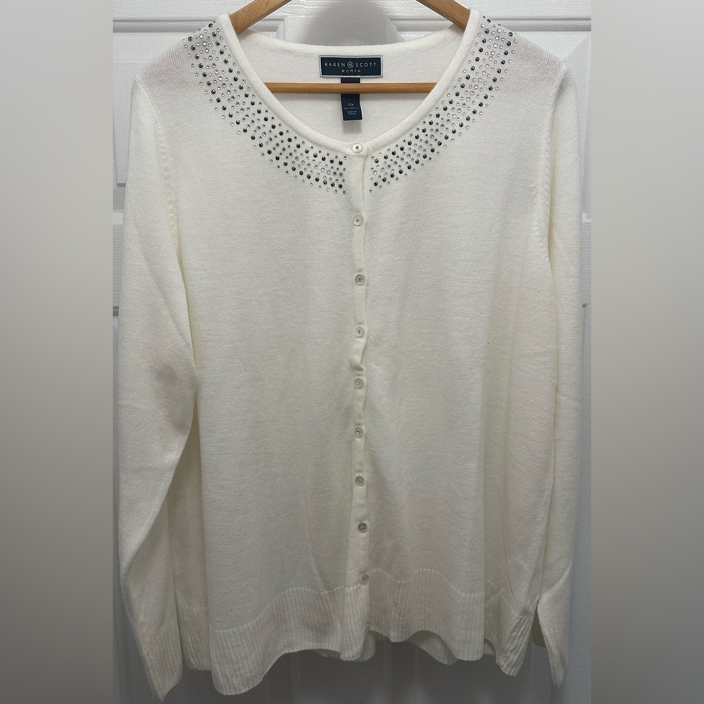 NWT Karen Scott Woman Cream Sweater Size 2X
